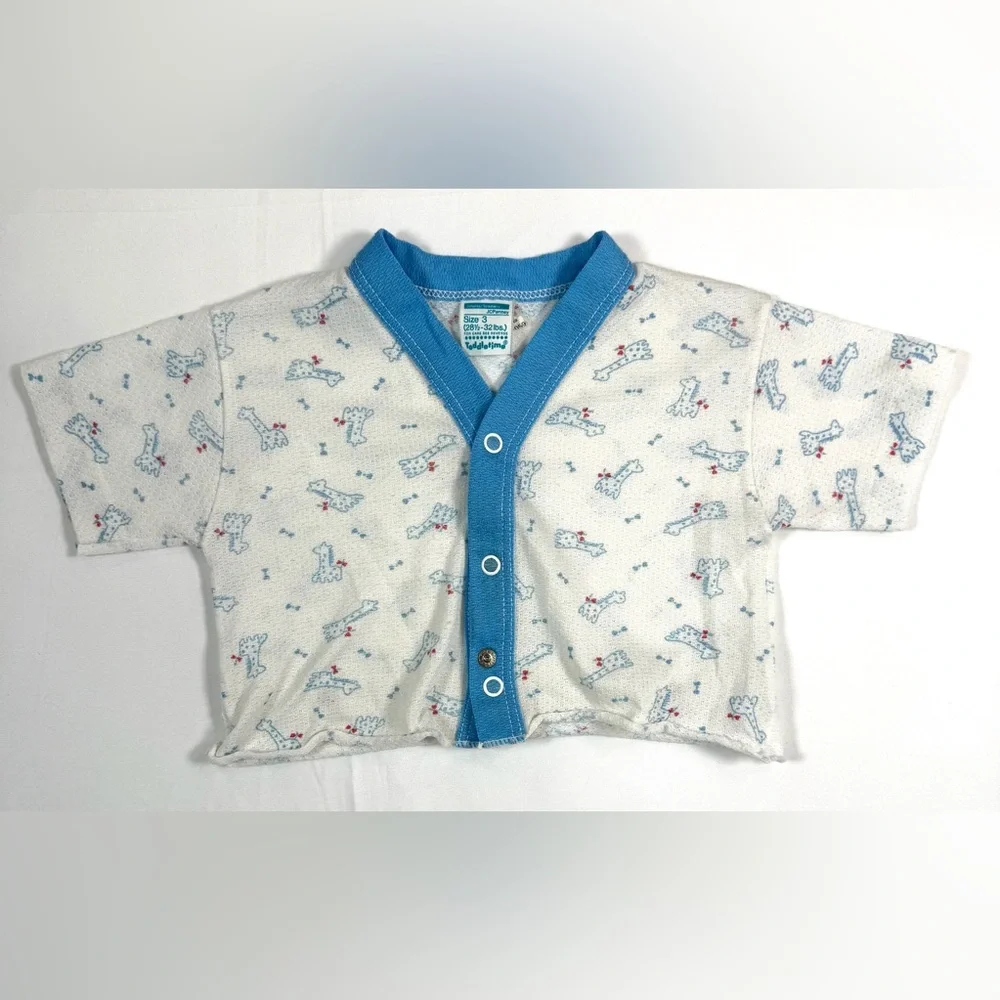 JC PENNEY Toddletime 70s-80s Vintage Baby Boys' Giraffe‎ Button Up Sleepshirt 3